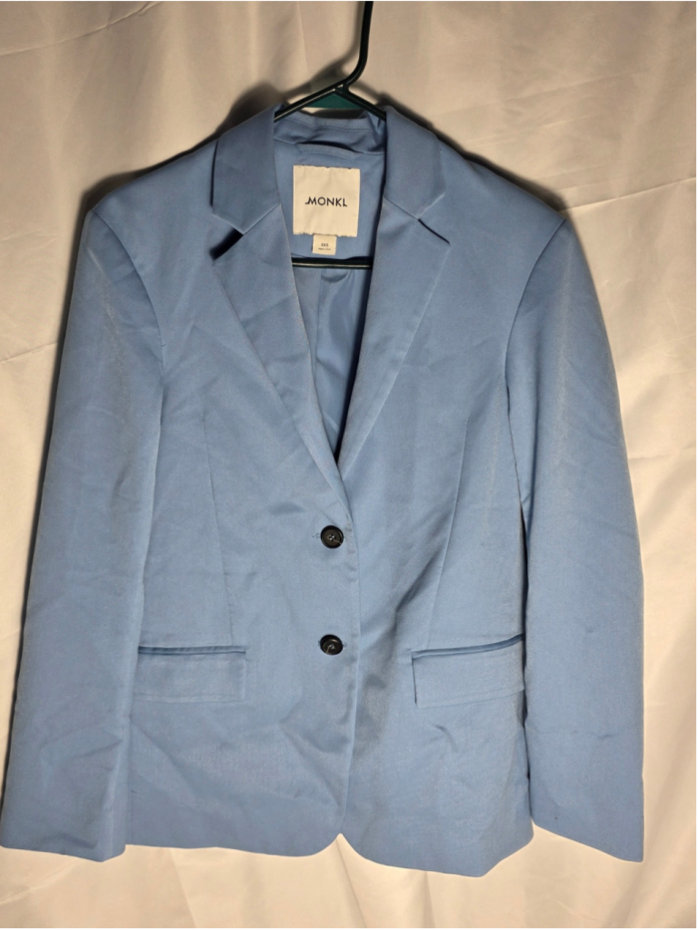 Women's Monkl Blazer Jacket Size XXS Light Blue officewear chic trendy fall